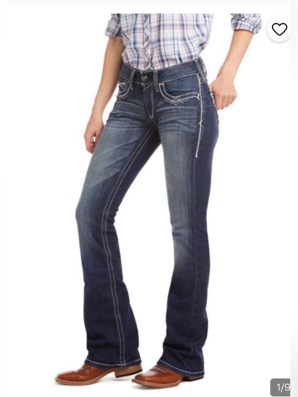 Ariat REAL Denim Woman’s Mid Rise Bootcut Entwined Jeans Dark Wash Sz 28s
